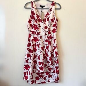 NEW Banana Republic Red Floral Wrap Effect Midi Dress